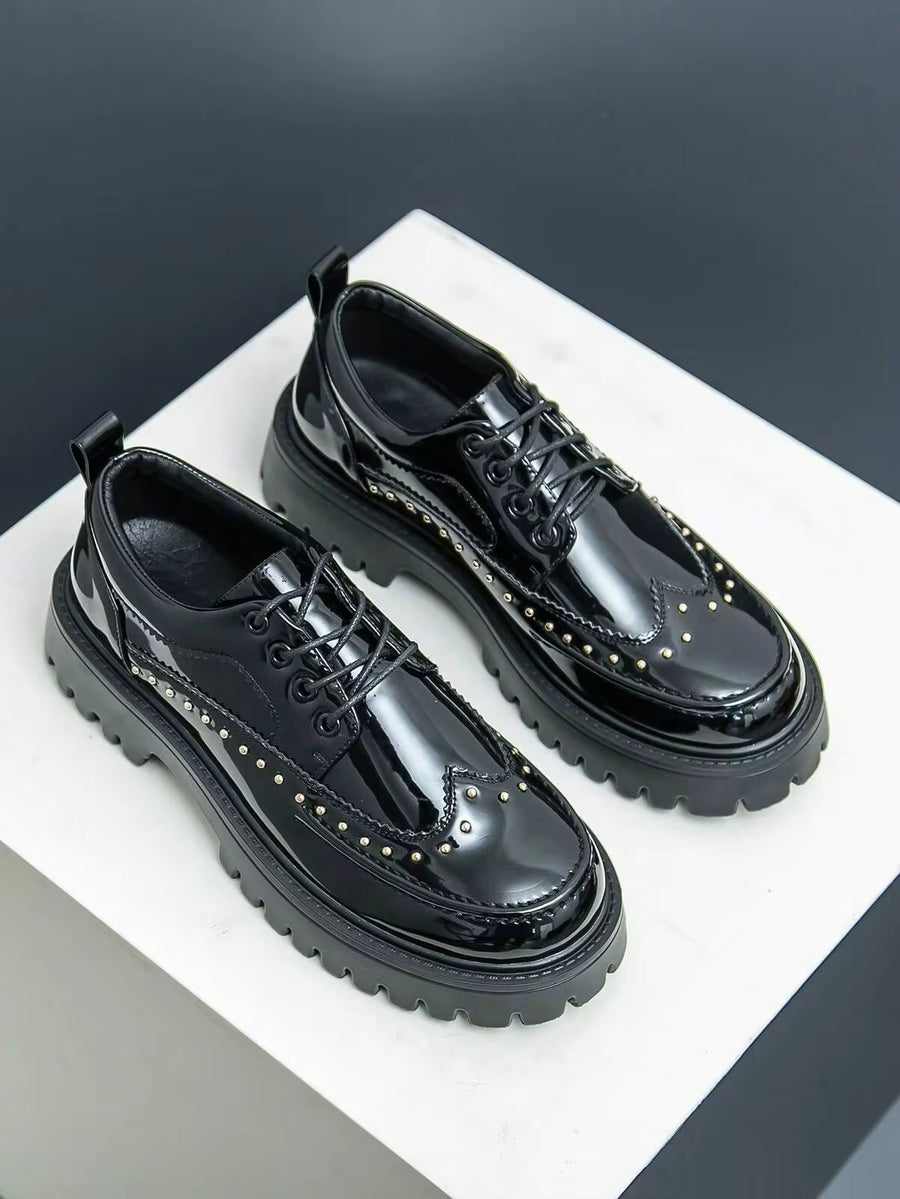 Men' S Platform Oxford Shoes Lace-Up Brock Loafers, Casual And Comfortable Business Work Office Dress Shoes